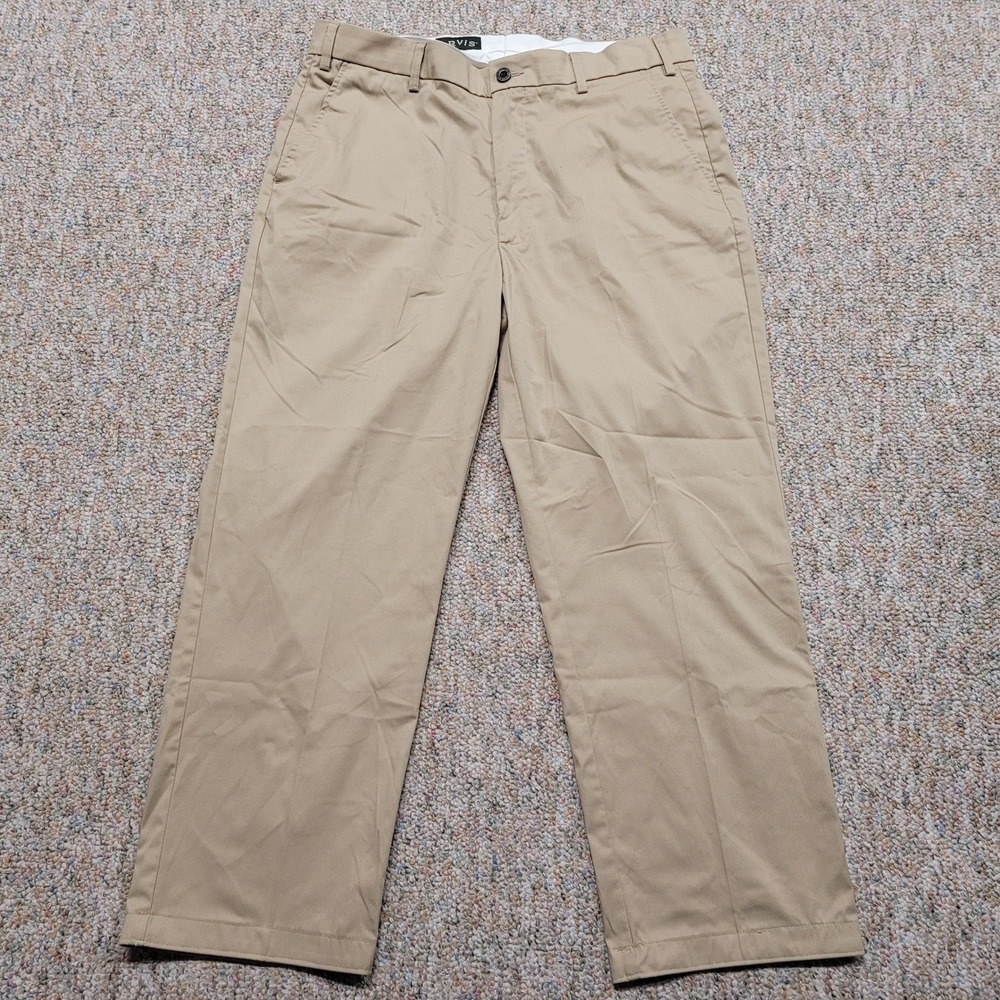 Orvis Chino Pants Mens 35x27 Khaki Tan Straight Leg Flat Front Casual Trousers